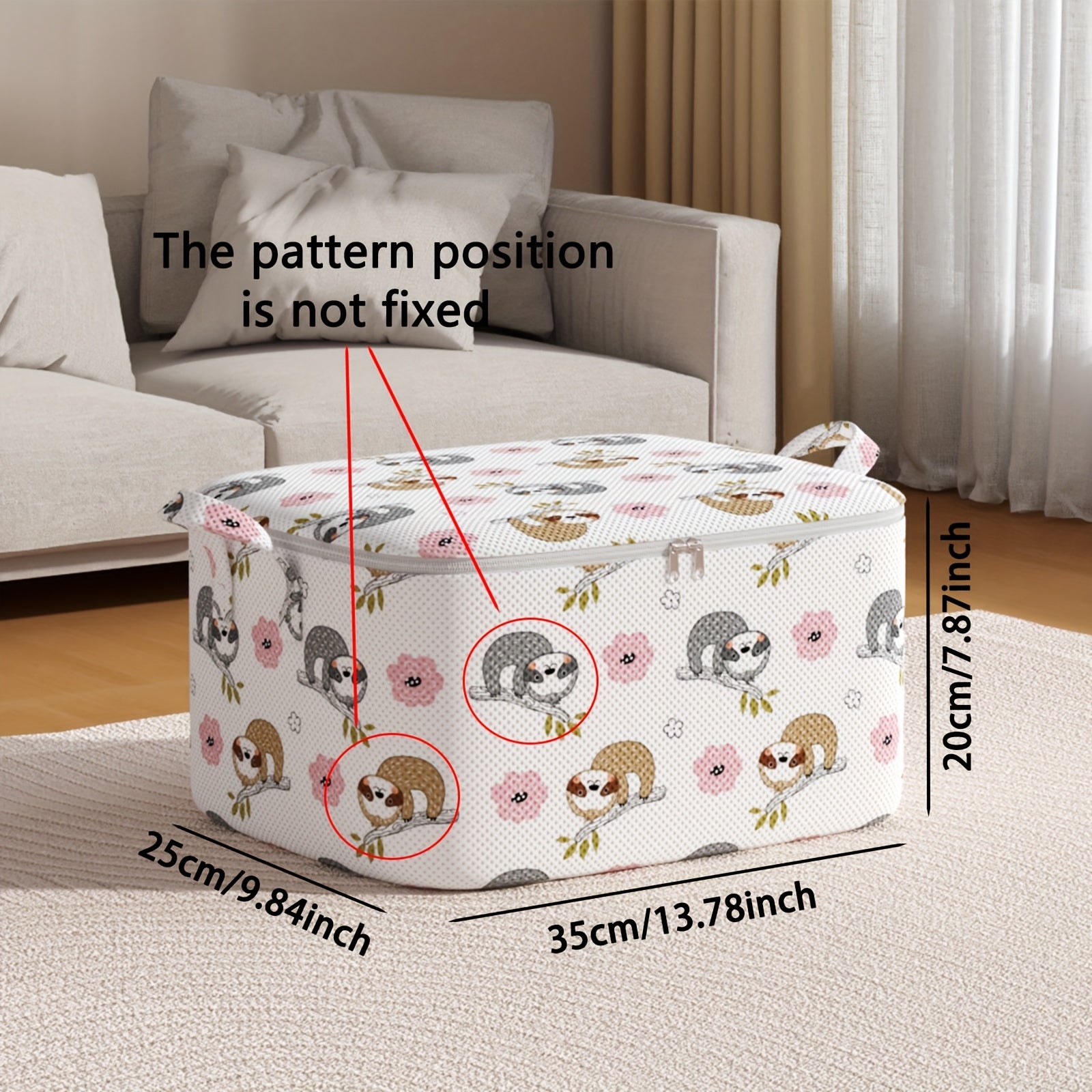 Large Capacity Foldable Storage Bag with Sloth Pattern for Bedroom Laundry Closet