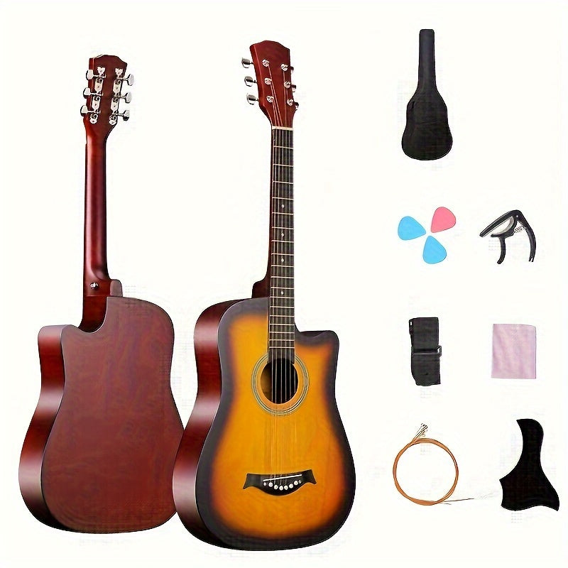 Kit de guitarra acústica para principiantes 96.52cm de tilo acabado mate con accesorios