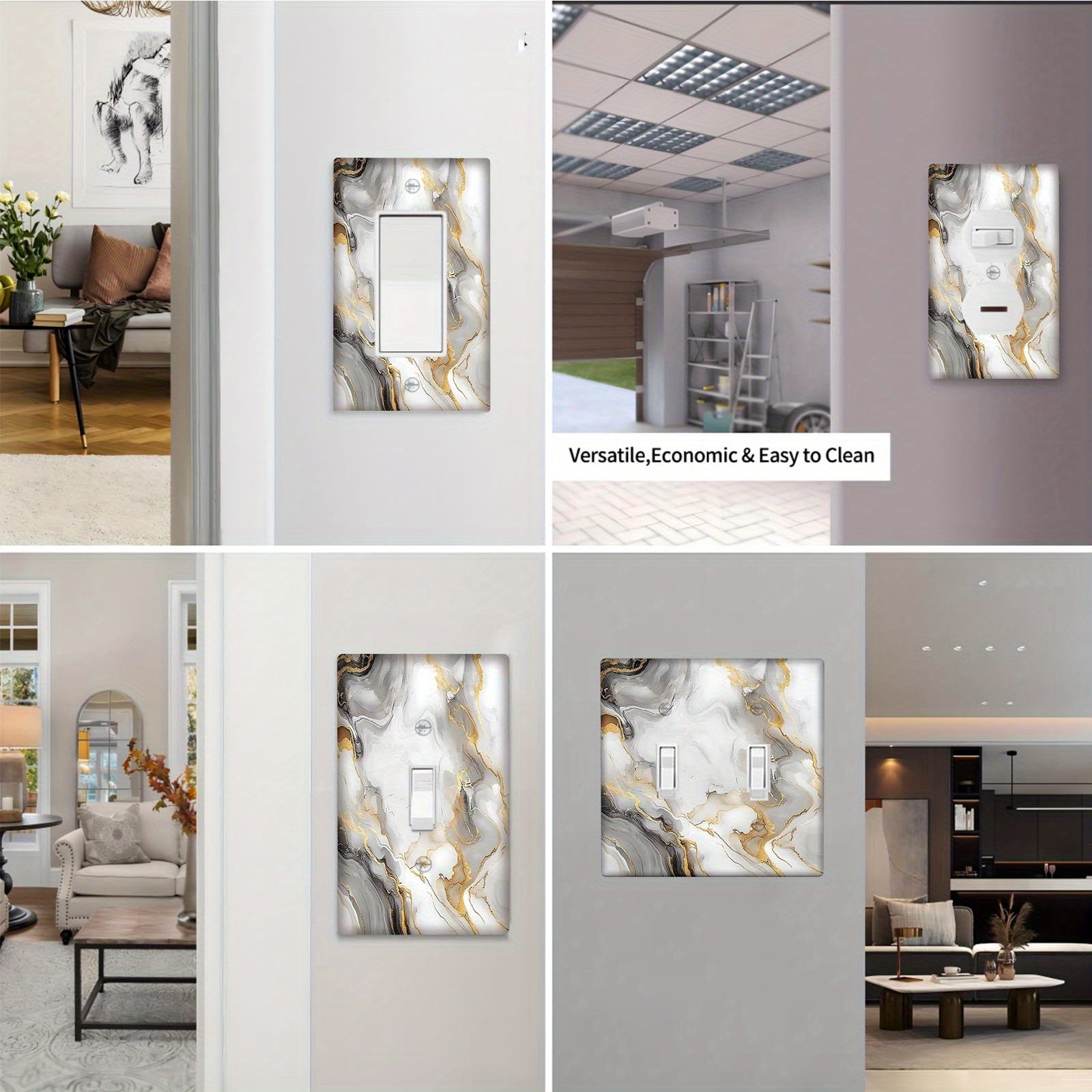 Grey Marbled Decorative Outlet Cover for Bedroom Kitchen Office Home Decor No Electricity