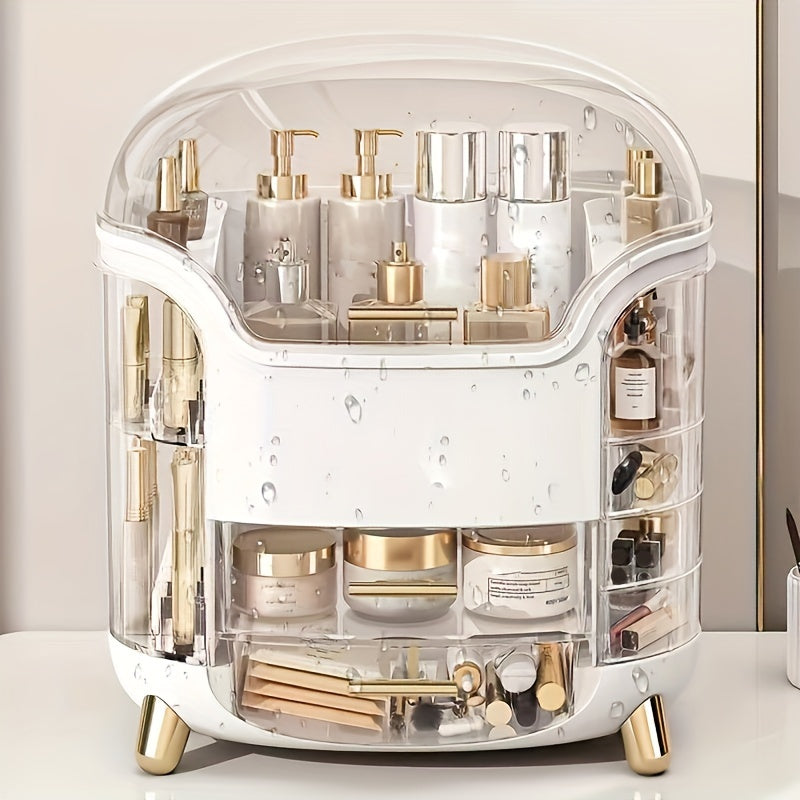 Clear Makeup Organizer Box with Dustproof Cover for Cosmetics Storage