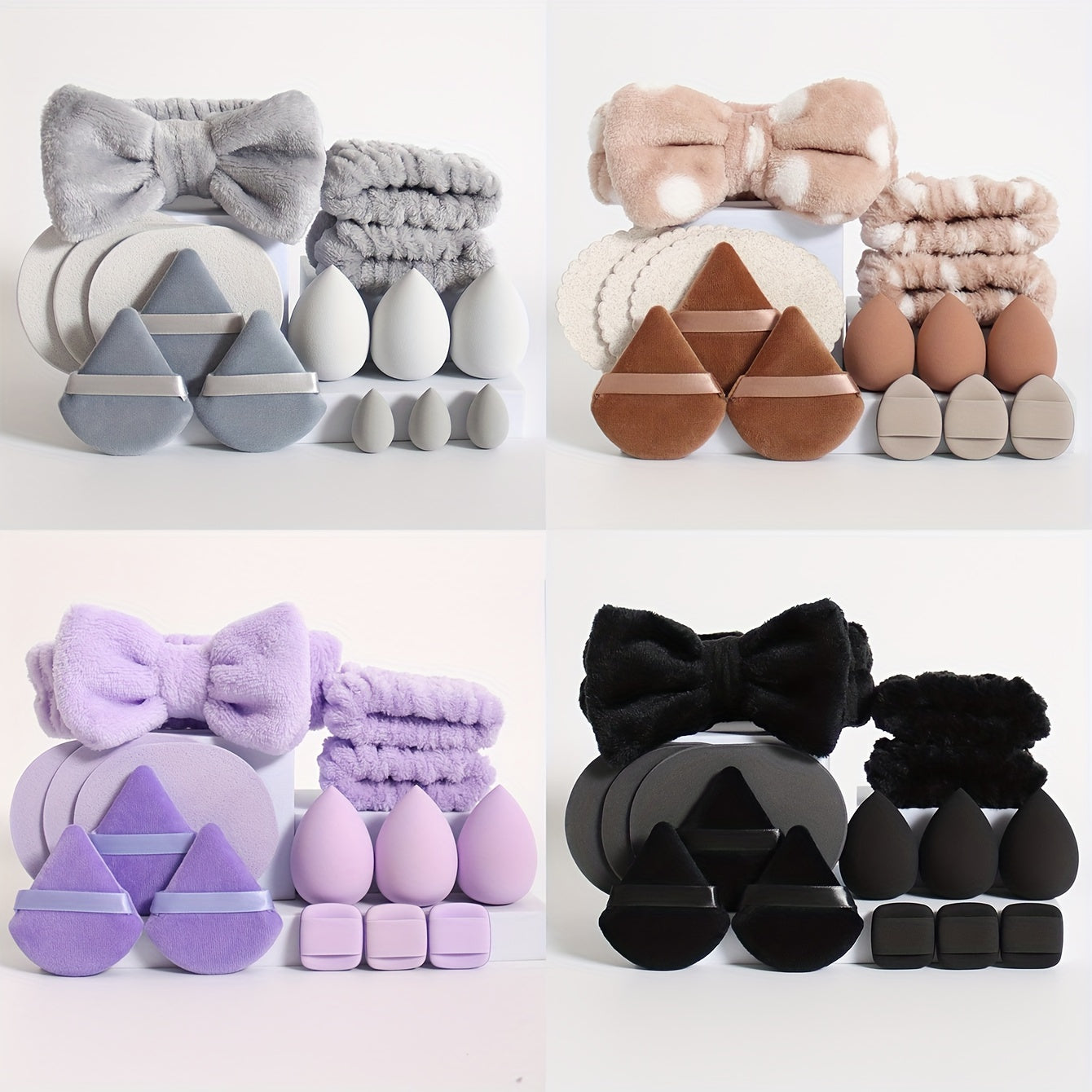 15-Piece Makeup Tool Set with Sponges, Puffs, Face Wash Sponges and Accessories