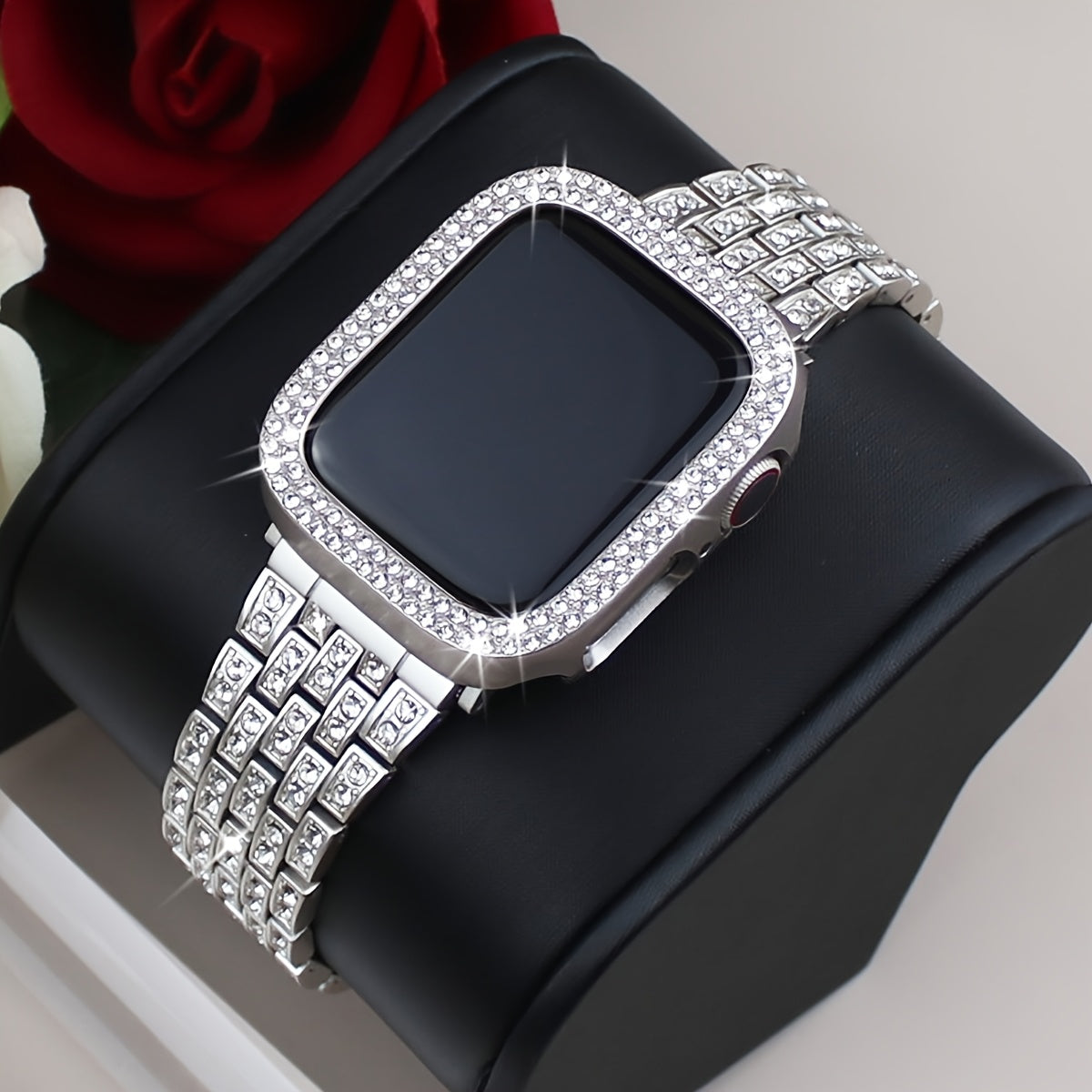 Women's Rhinestone Watch Band with Protective Case for Apple Watch 40mm 45mm
