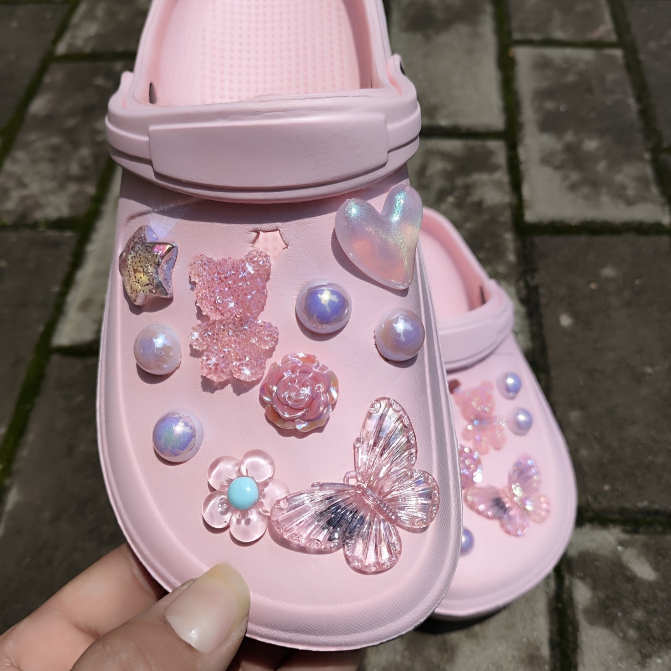 Набор украшений для обуви Pink Bear Love Butterfly Flower, 20 шт., съемные аксессуары для сандалий