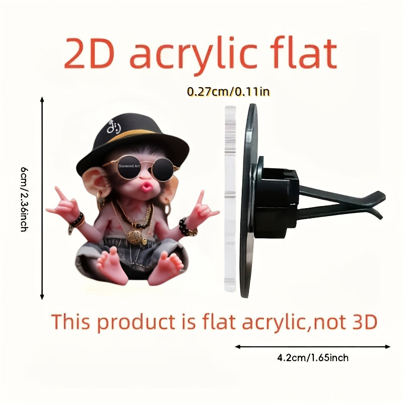 Cute Hip-Hop Monkey Car Vent Clip Freshener with Fragrance Pads