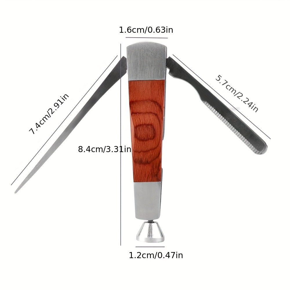Stainless Steel Pipe Cleaning Tool with Rosewood Handle 3-in-1 Tobacco Pipe Cleaner