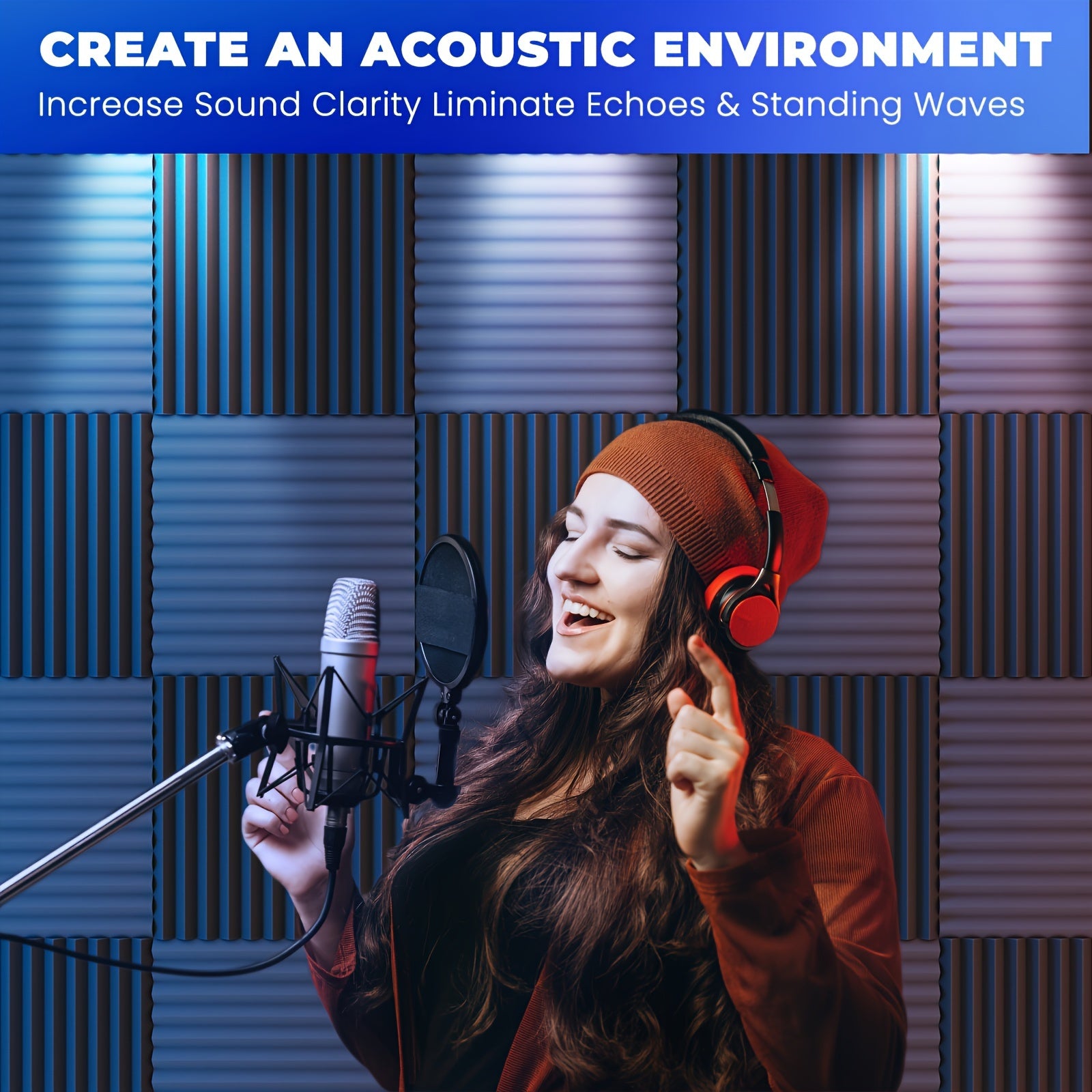 Acoustic Foam Panels Black 30.48cm Soundproofing Noise Reduction for Recording Studio