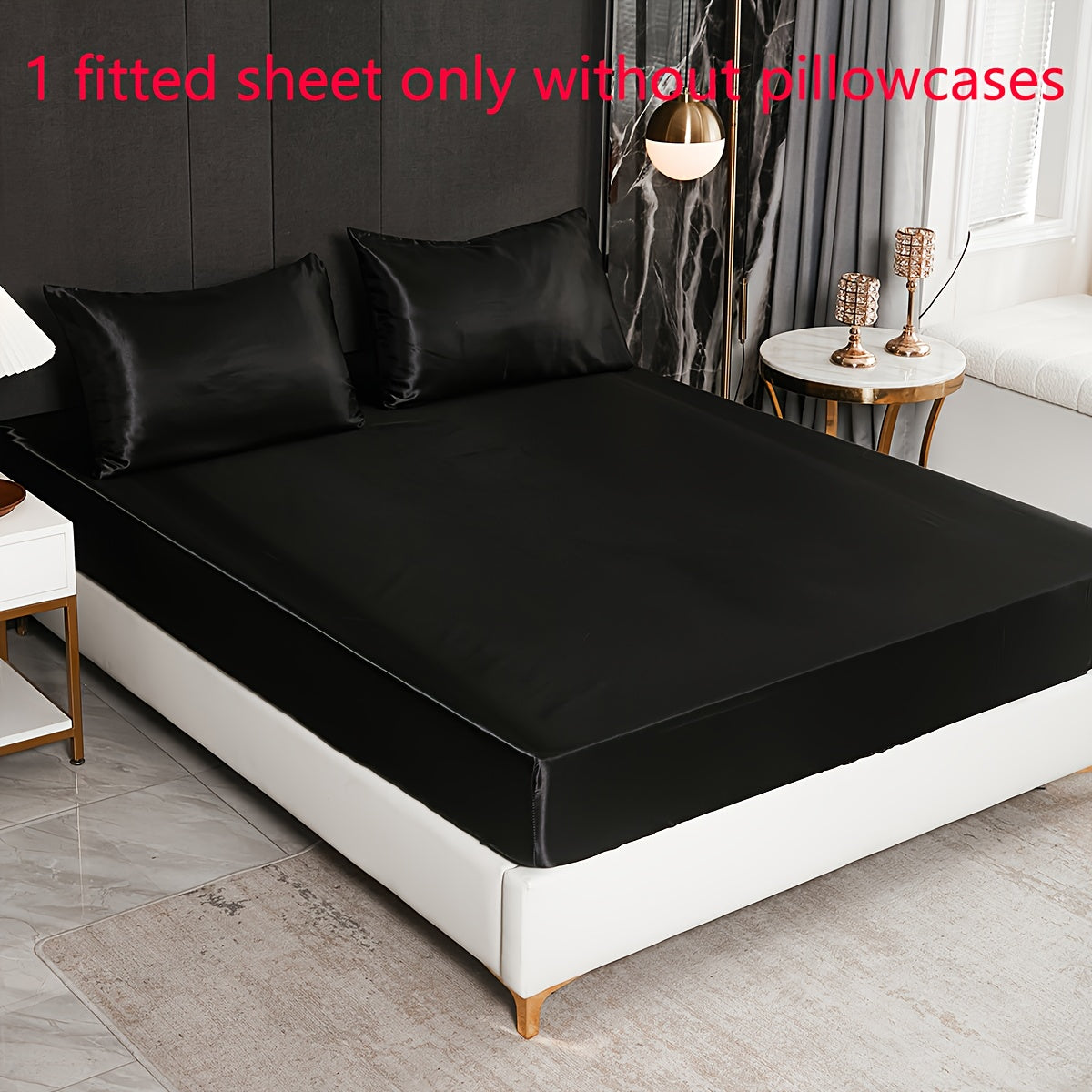 Satin Fitted Sheet Queen Size Soft Bedding for Bedroom Guest Room Hotel