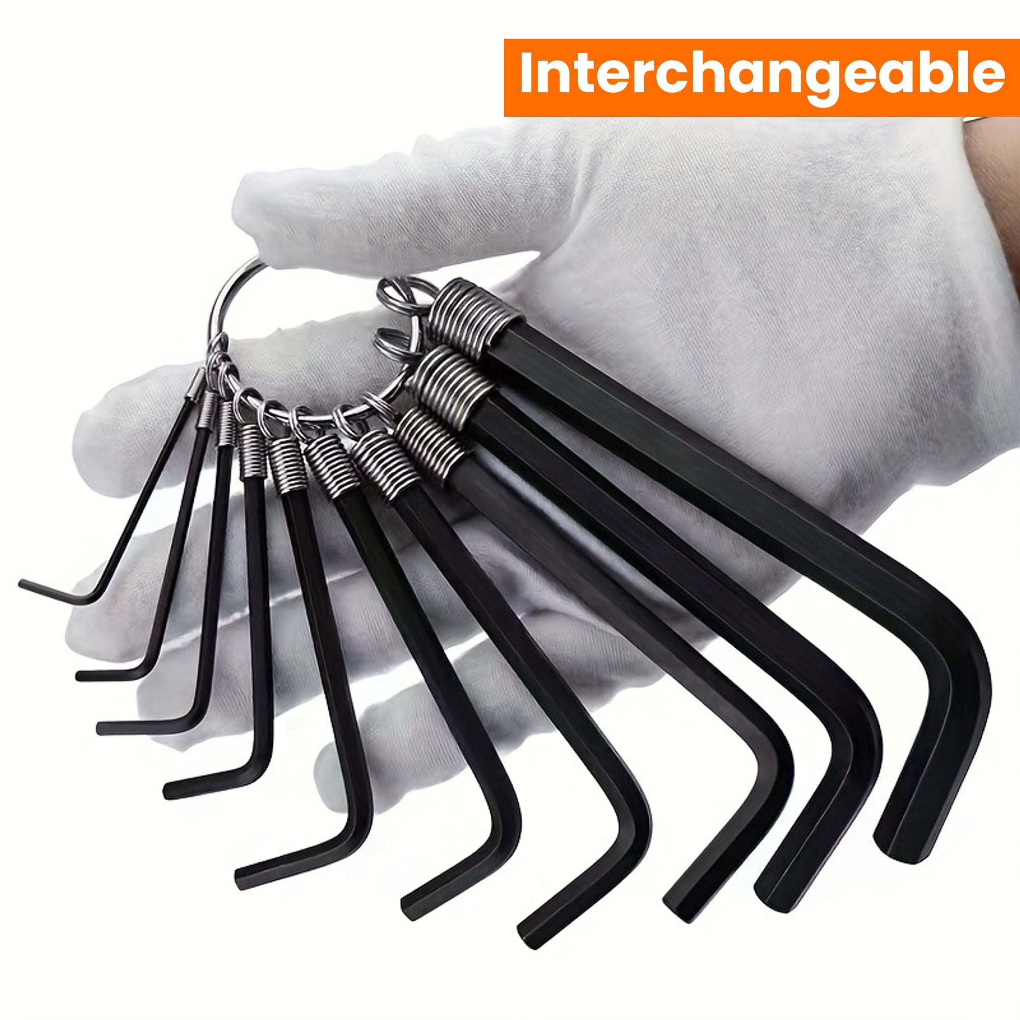 Set de 10 piezas de llaves hexagonales métricas e imperiales, forma en L, brazo corto, herramientas manuales