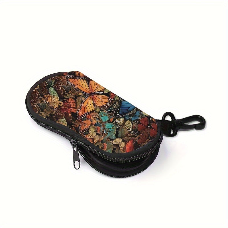 Модный чехол для очков с узором бабочки, изготовленный из водонепроницаемого винила с ярким дизайном, портативный и мягкий материал.