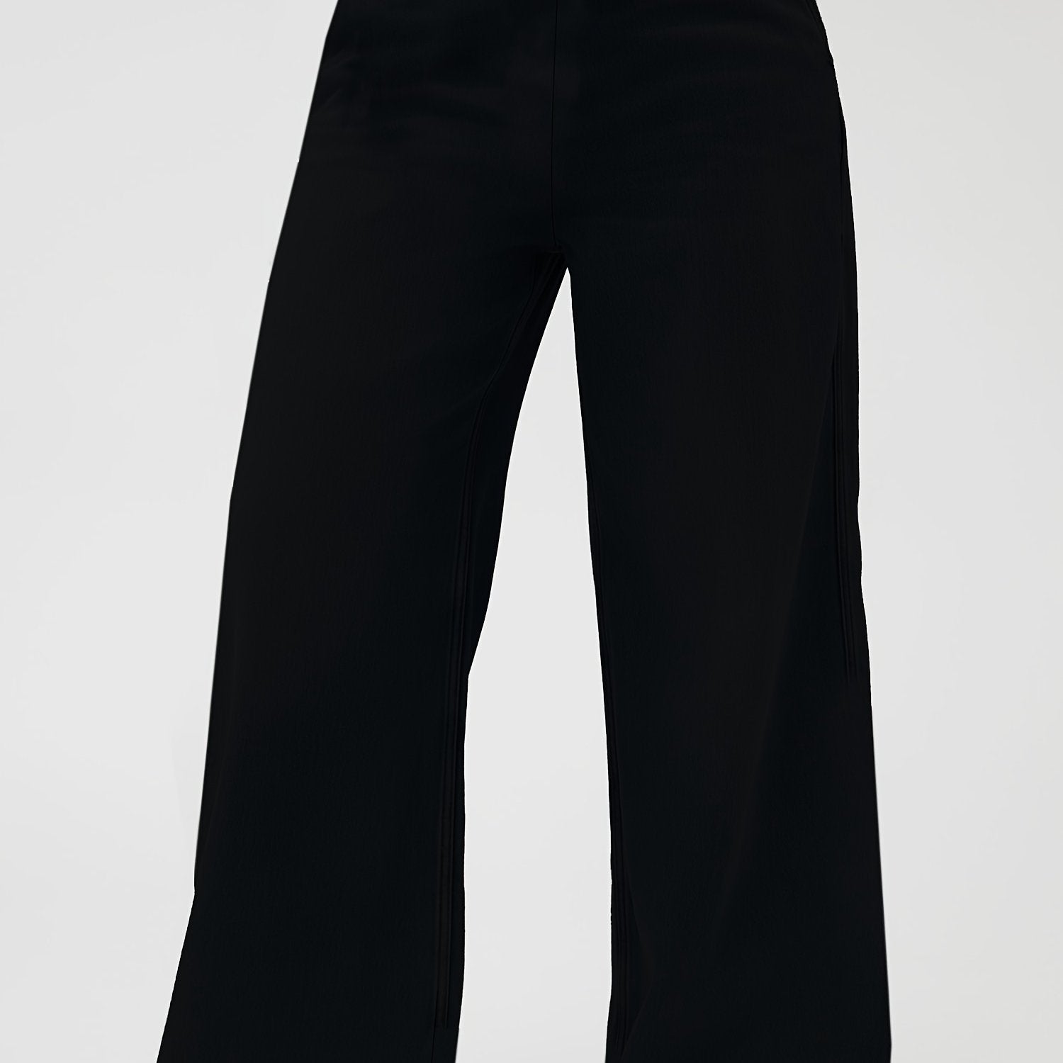 Women's Plus Size Black Stretchy High Waist Straight Leg Pants