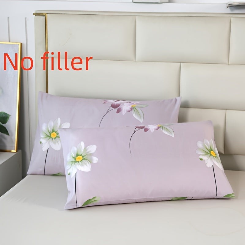 Set of 2 Brushed Polyester Pillowcases with Floral and Geometric Design