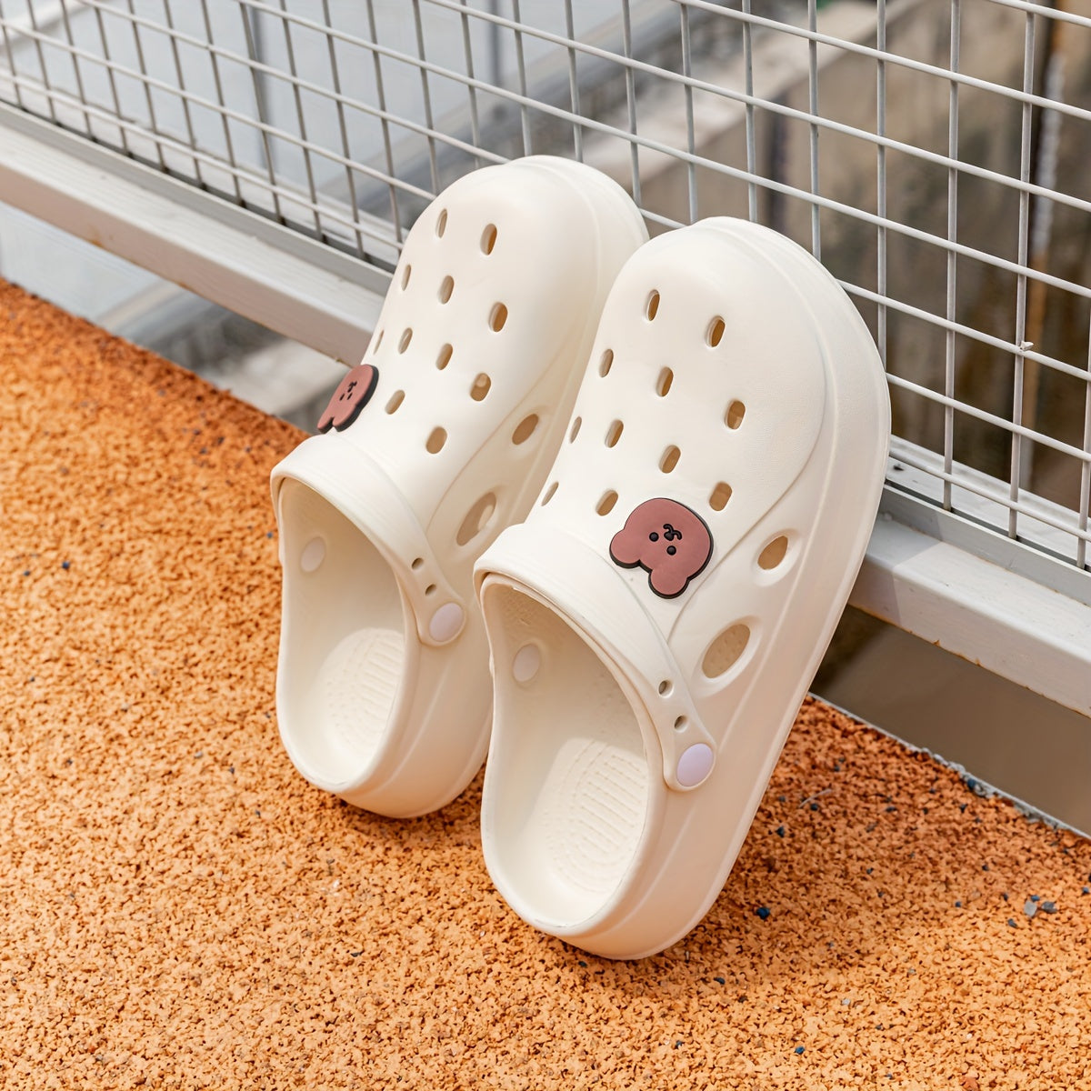 Women's Slip-On Shoes Lightweight Cushioned Platform Sandals Black Pink Bear