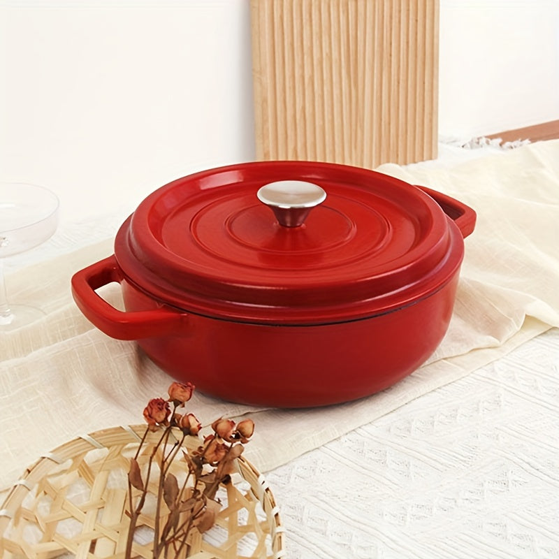 Enamel Coated Cast Iron Pot with Lid, Non-Stick, Oven and Induction Compatible, 60.8oz-115oz