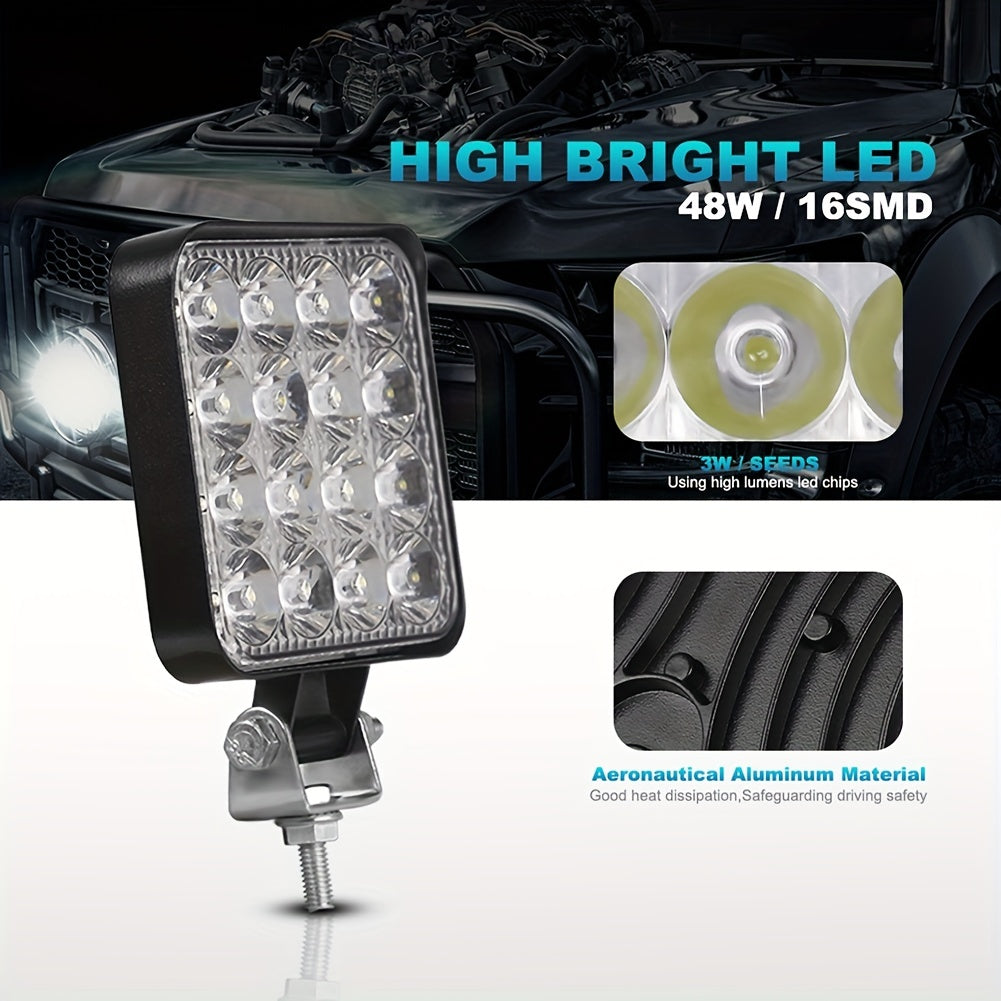 4LED Work Lights 8.38cm 48W Square Round Highway Spotlights for Vehicles