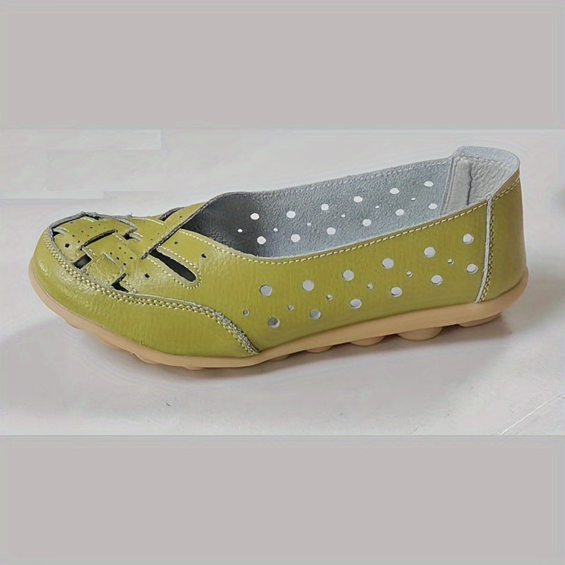 Women's Slip-On Flat Shoes with Hollow Out Design Breathable Lightweight Casual