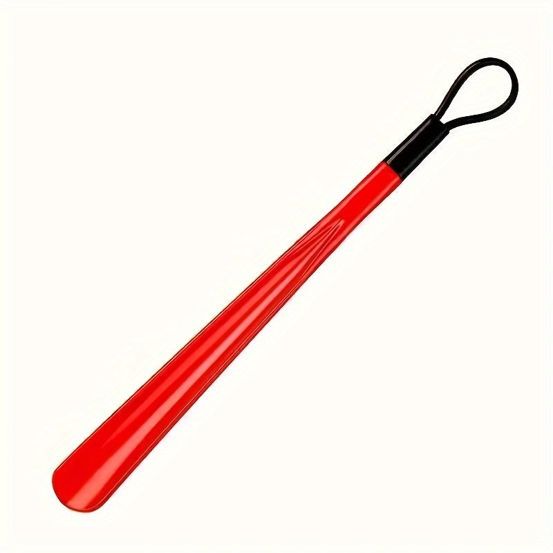 Extra Long Flexible Plastic Shoe Horn with Easy-Grip Spoon Handle in Red or Black
