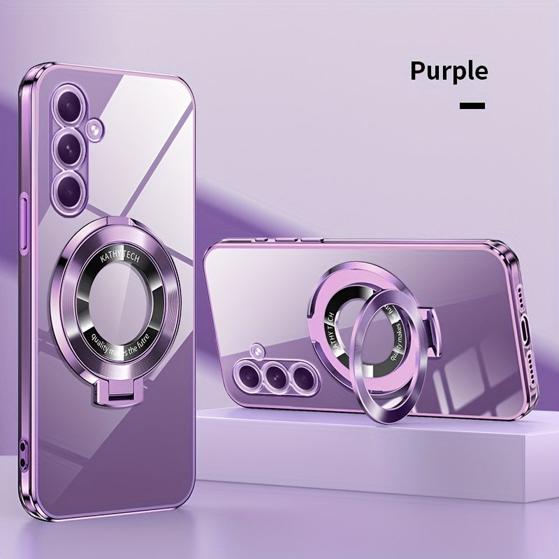 Electroplated Galaxy Phone Case with CD Holder Fall Protection Camera Guard for Samsung Galaxy Series