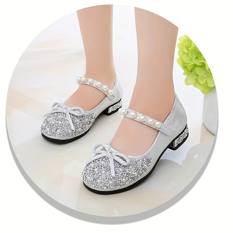 Kids Girls Summer Crystal Princess Shoes Soft Soles Casual Fashion with Bow