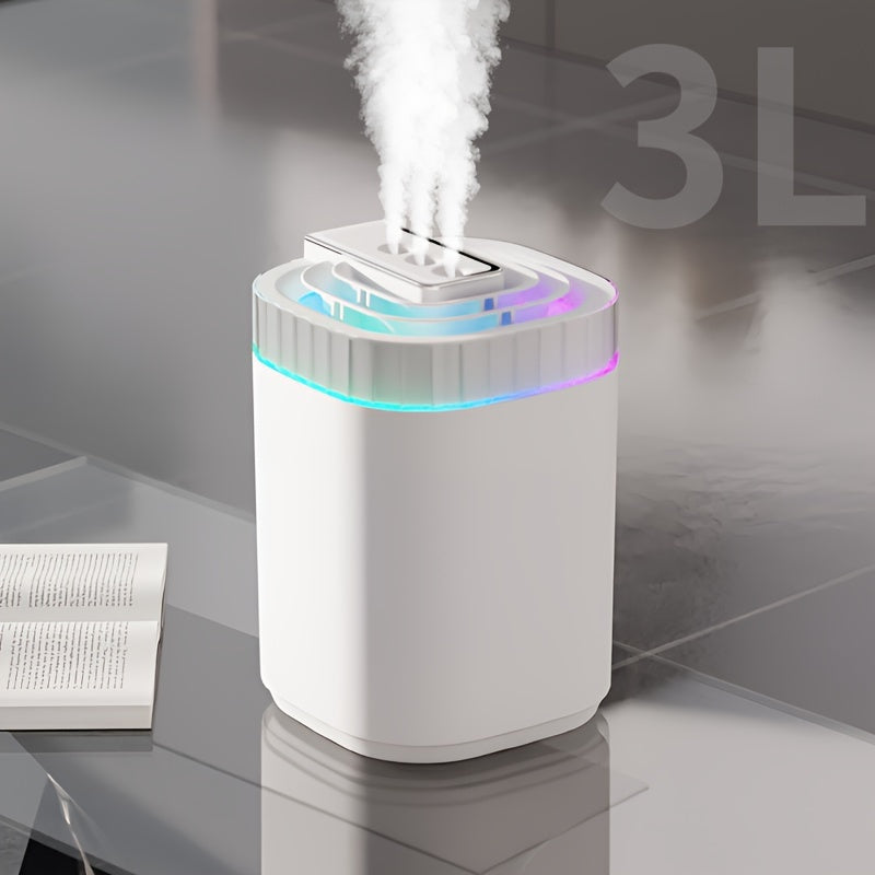 Large 3L Desktop Humidifier with Nightlight and Atomization for Rooms Over 45㎡