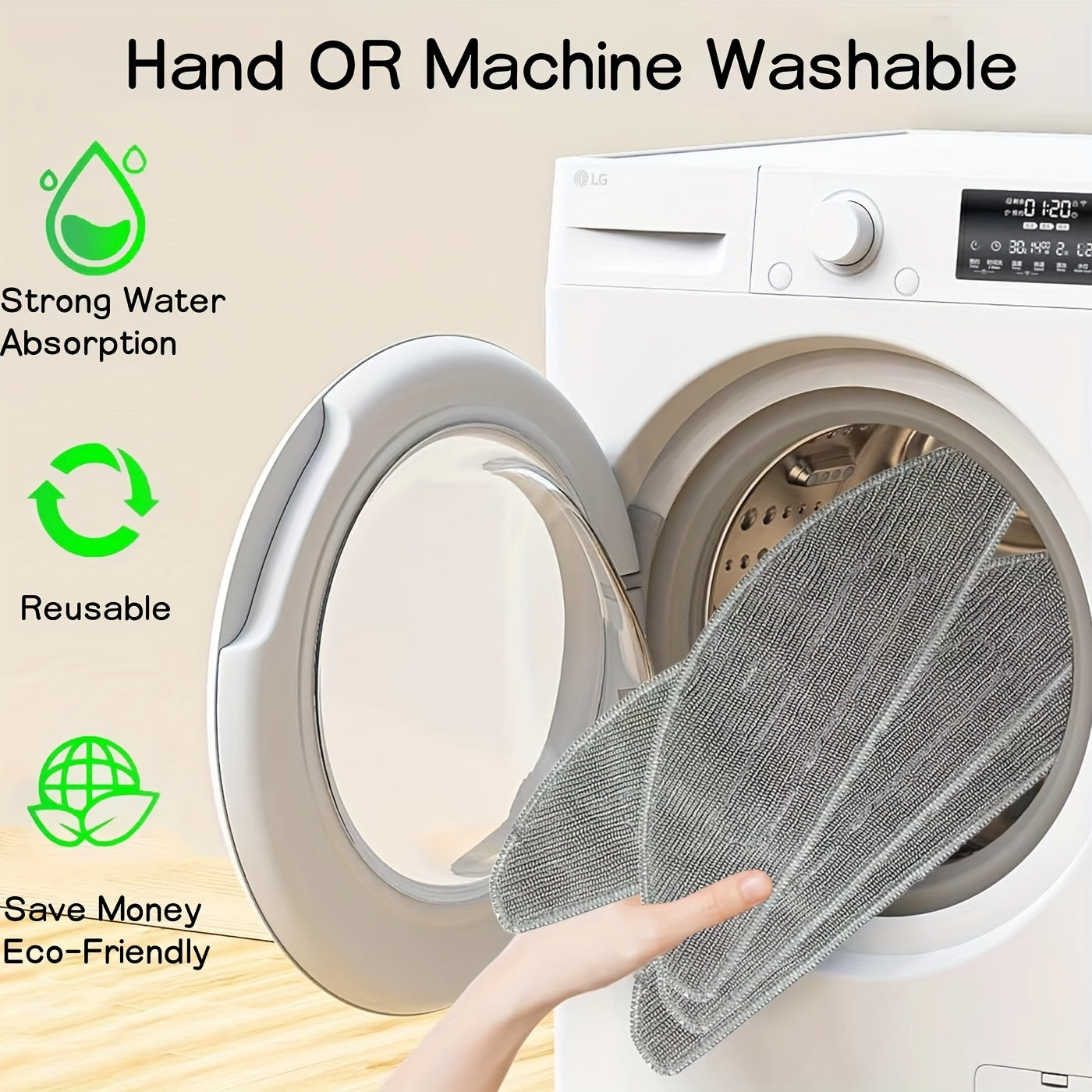 Set of 4 Washable Microfiber Mop Pads for Robot Vacuum Cleaner, Reusable Ultrafine Fiber Floor Cleaning Pads