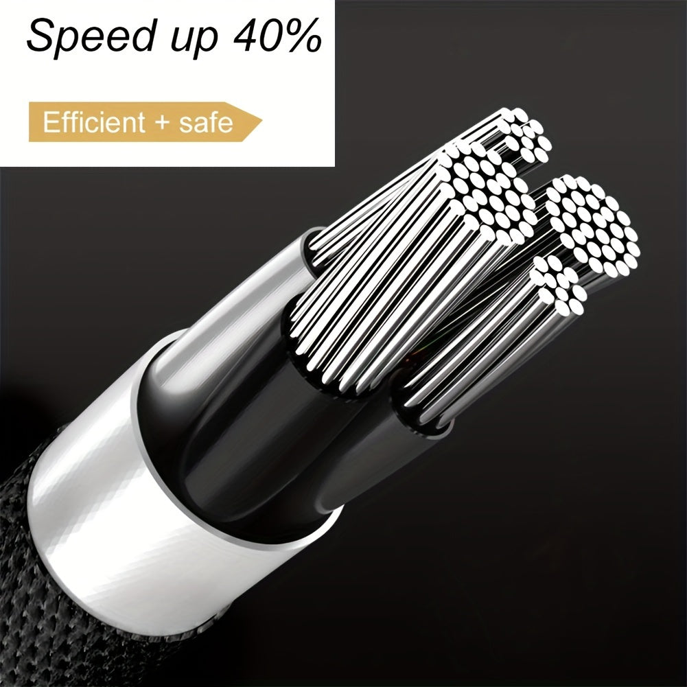 Nylon Woven Fast Charging Cable for iPhone, Type-C, Micro USB Devices