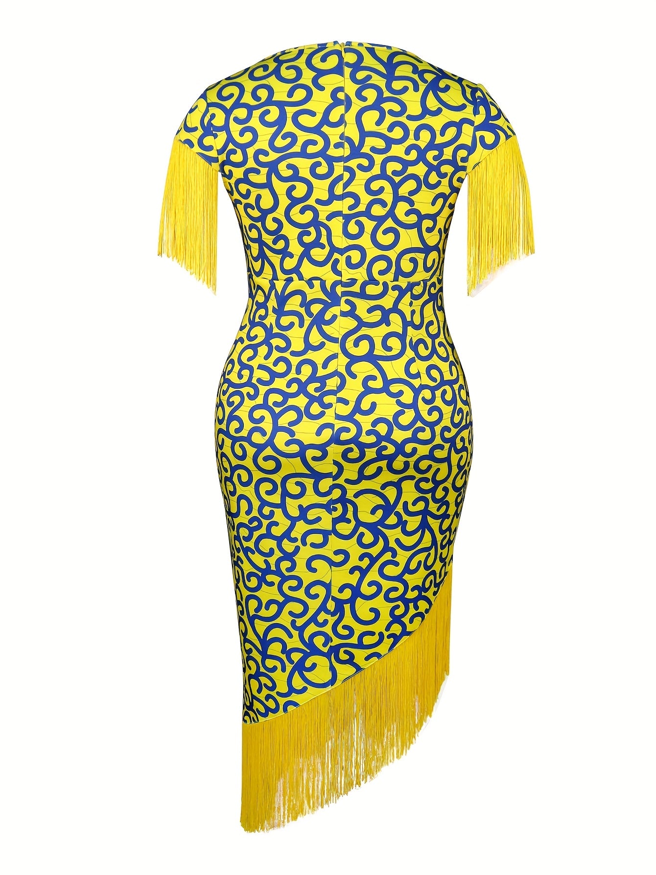 Women’s V-Neck Short Sleeve Party Dress with Abstract Print, Summer Dress