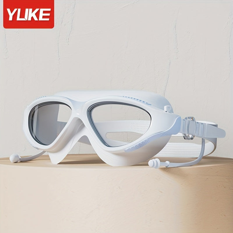 Waterproof Anti-Fog Swimming Goggles for Men and Women Black PC Large Frame