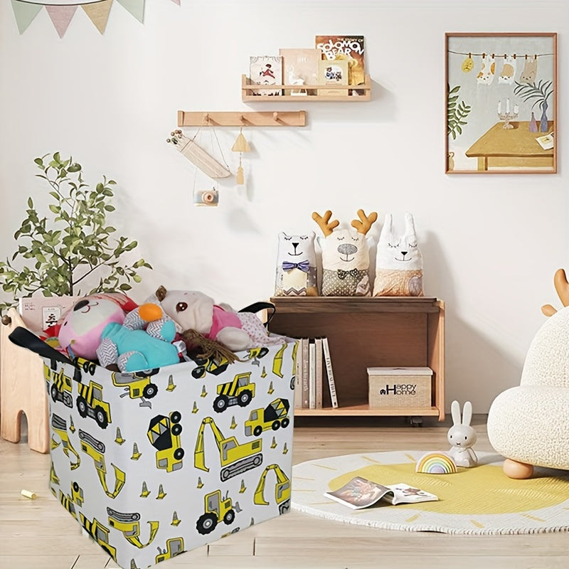 Foldable Canvas Laundry Basket with Waterproof Coating for Clothes and Toys, Large Storage