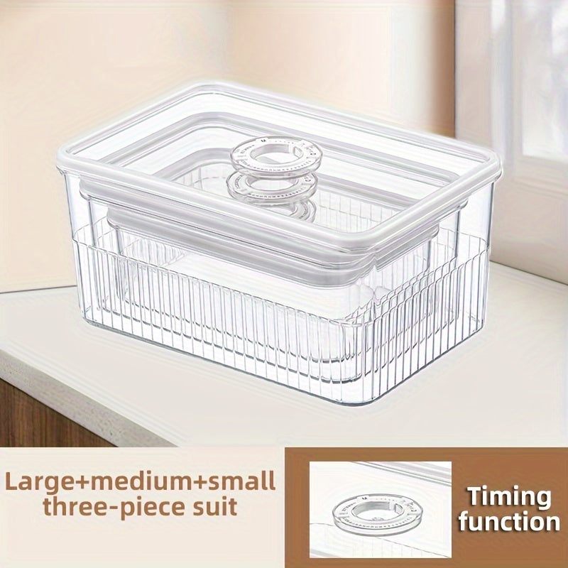 Juego de 3 recipientes apilables y herméticos para almacenamiento de alimentos en la cocina
