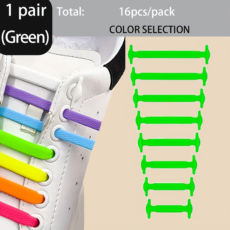 16pcs Silicone Elastic Shoelaces for Sports and Casual Shoes Durable PVC