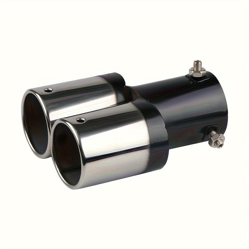 Cabezal de escape de doble salida de aire universal en cromo acero inoxidable para tubo de escape automotriz