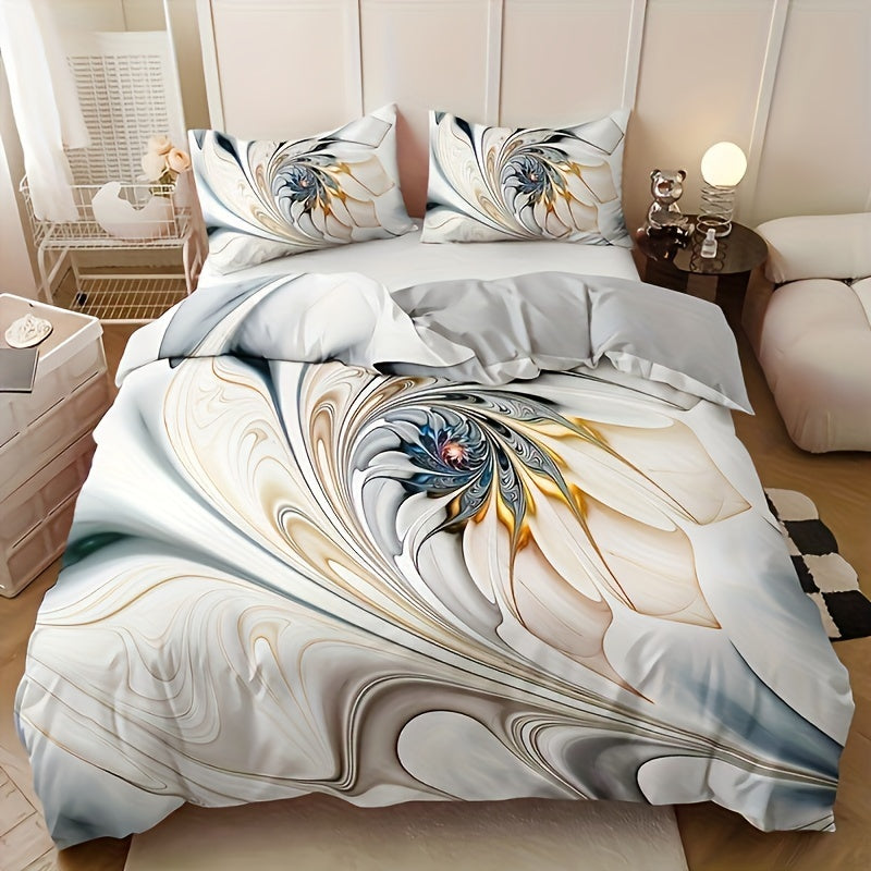 Marble Print Bedding Set 3 Piece Duvet Cover and Pillowcases Soft Comfort for Bedroom or Guest Room