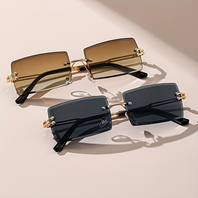 Erkaklar uchun to'rtburchak ramkasiz shisha to'plami, zamonaviy va vaqt o'tmas ko'zoynaklar