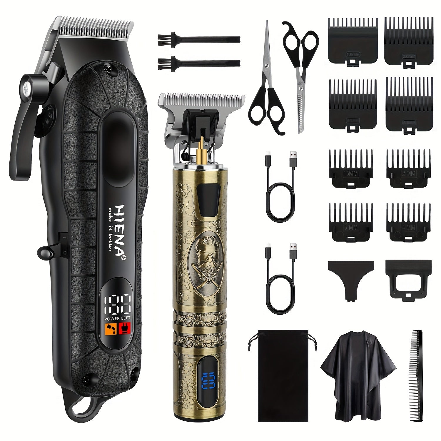 Беспроводной набор для стрижки волос для мужчин, аккумуляторные машинки и триммеры, LED-дисплей