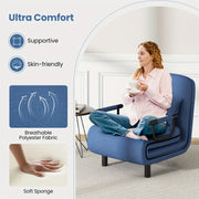 Convertible Sleeper Chair with 5 Adjustable Backrests and Lumbar Pillows Blue