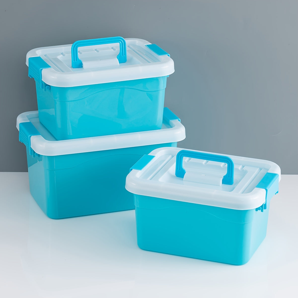 Set of 2 Plastic Storage Bins with Lids Moisture-Resistant Dustproof for Bathroom Toys Stationery