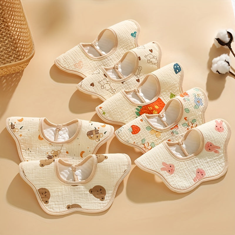 Baby Bibs Pack of 5 Cotton Waterproof Drool Bibs for Newborns Infants Unisex Petal Shape