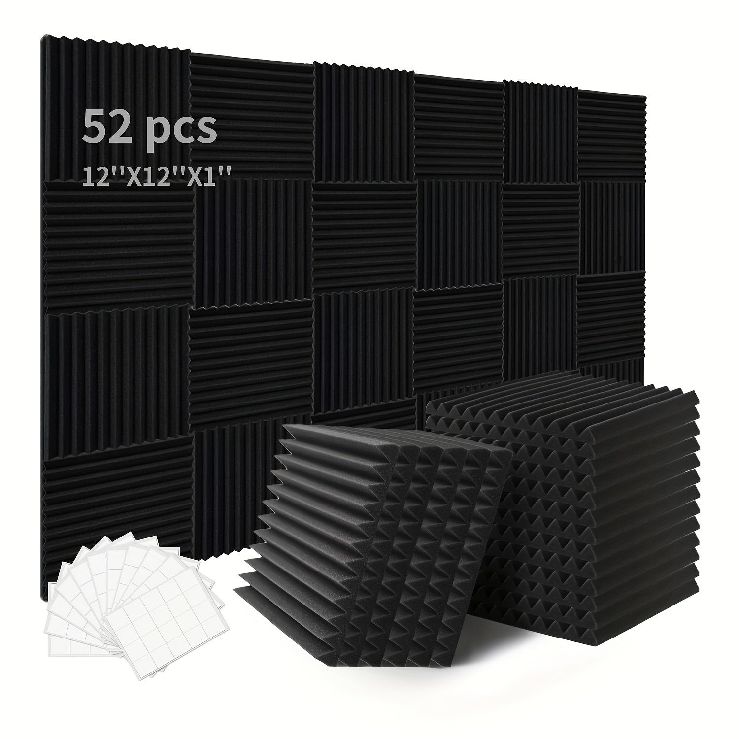 Acoustic Foam Panels 52 Pieces Fire Resistant Soundproofing Studio 2.54cm x 30.48cm