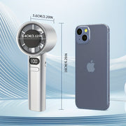 Compact USB Rechargeable Handheld and Desktop Fan with Digital Display High-Speed Turbofan Stepless Speed Beige Blue