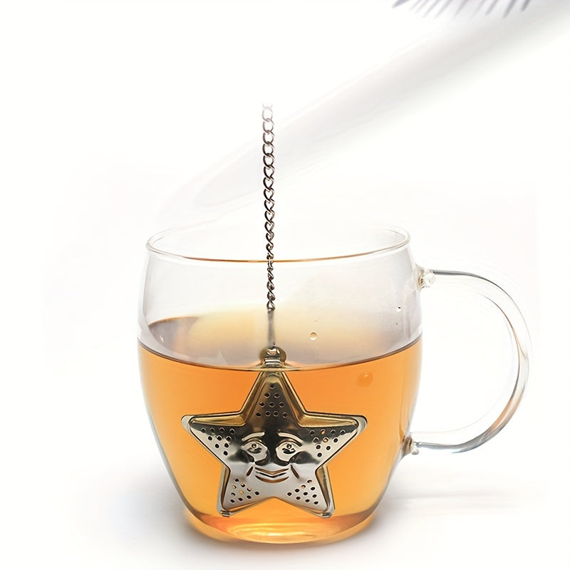 Заварник для чая в форме звезды из нержавеющей стали с цепочкой - отличный выбор для заваривания листового чая. Отличная идея для подарка на Рождество и праздники.
