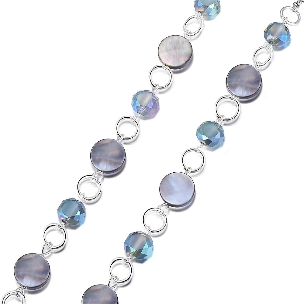 Стильная цепочка для очков с кристаллическими бусинами - премиум лямка для очков и очков для чтения из нержавеющей стали, нескользящий держатель для маски, модный удерживатель для лицевых покрытий для мужчин и женщин