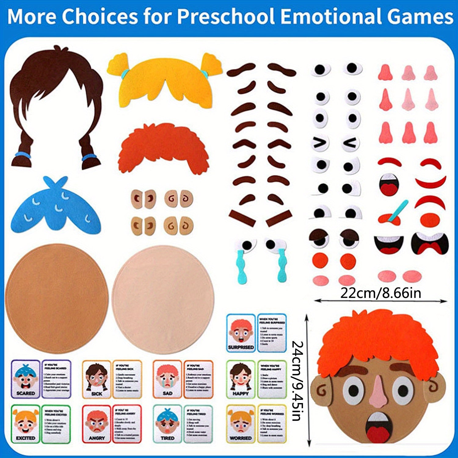 Social Emotional Learning Activities for Kids with Face Boards and Emotion Cards Educational Toys