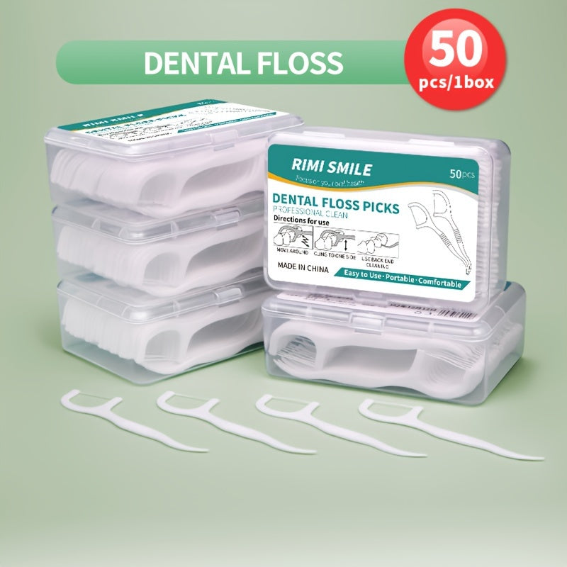 50 Pack Dental Floss Picks Deep Clean Floss Portable Disposable Oral Care