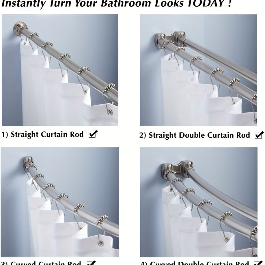 Vanna xonasi dush tayoqlari uchun 12 ta zanglamas po'latdan yasalgan dush pardasi tutqichlari.