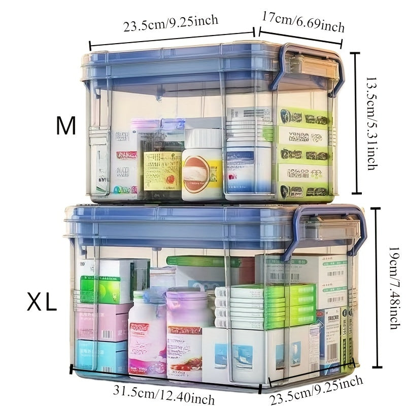 Toza suv o'tkazmaydigan plastmassa saqlash qutisi kvadrat klip bilan yopiladigan qopqoq bilan uy xo'jaligi uchun dorilarni tashkil etish