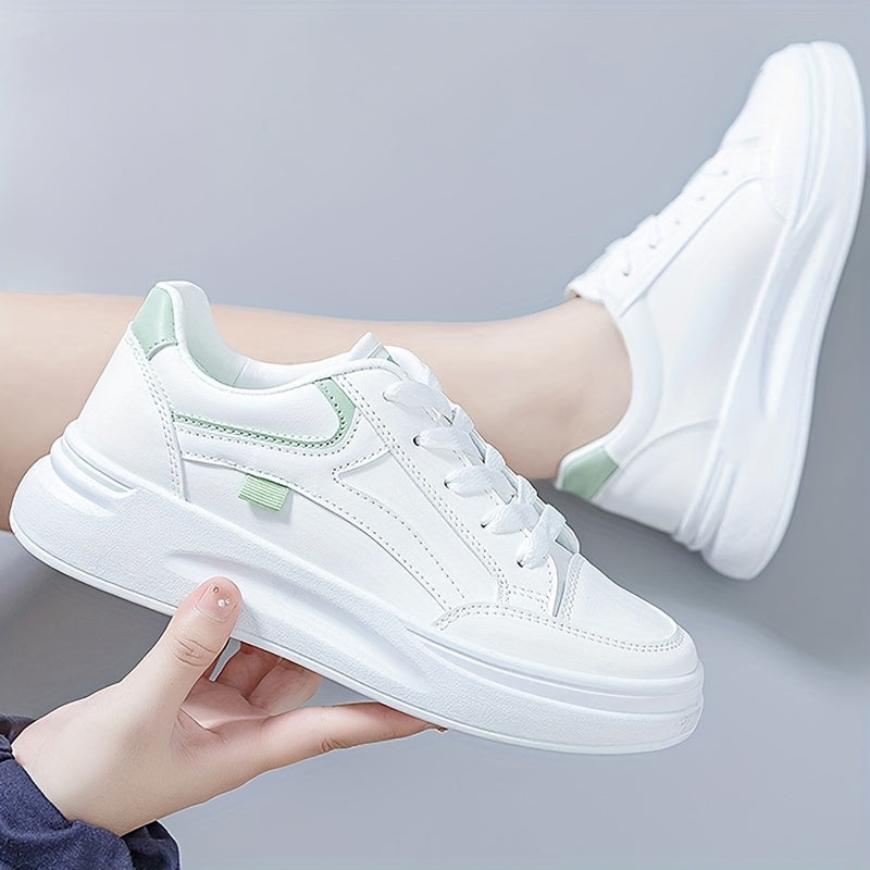 Women's Casual Sneakers Low Top with Thick Soles and Lace-Up Design for All Seasons