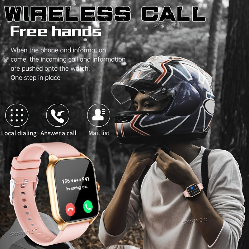 Erkaklar va ayollar uchun aqlli soat 4.7cm HD sensorli ekran Pedometr Kalori hisoblagich 100+ sport rejimi O'rnatilgan dinamik ovozli boshqaruv qo'ng'iroq qilish