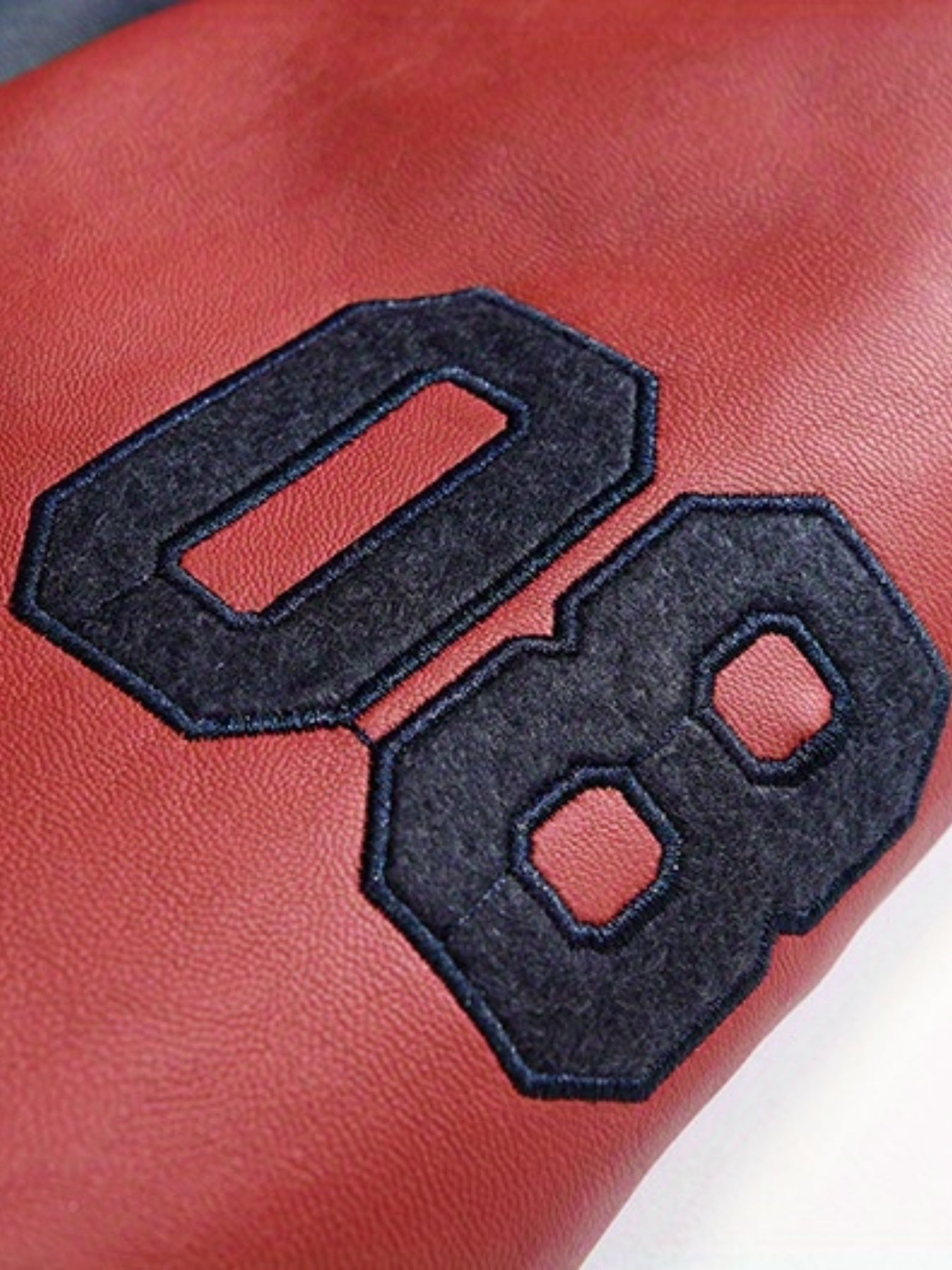 Plus Size Oversized PU Baseball Jacket for Men with Letter R Print Spring Autumn