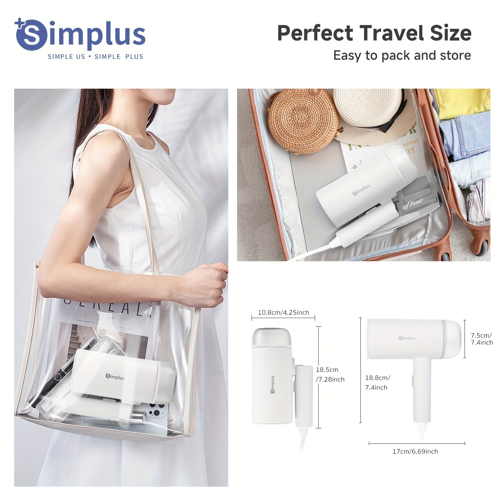 Portable Handheld Iron 120W Stainless Steel Panel Lightweight Travel Iron