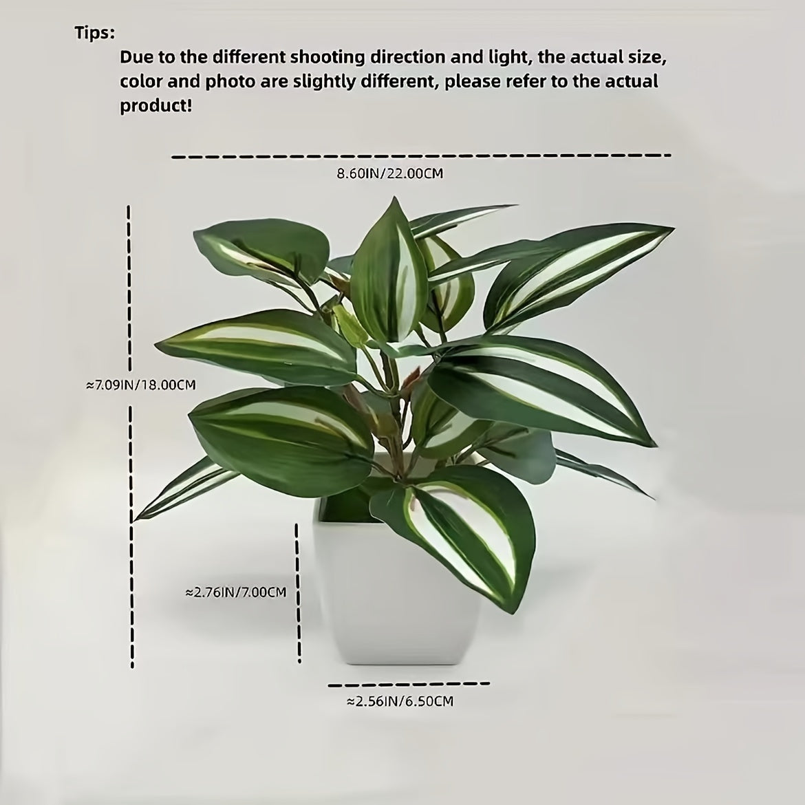 Artificial Greenery Set 4 Pieces in White Pots Watermelon Leaf Design for Home Office Decor